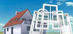 House with various white window frames displayed