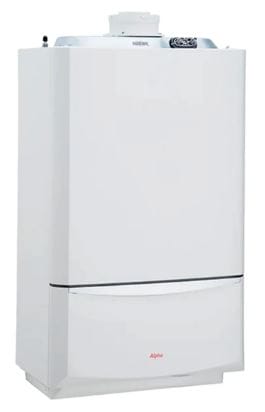 Modern white wall-mounted gas boiler