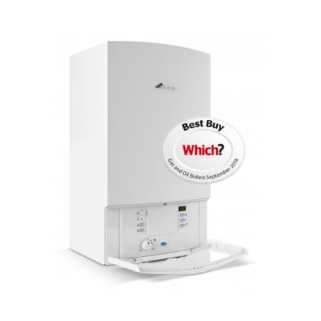 Modern gas boiler with Best Buy award badge
