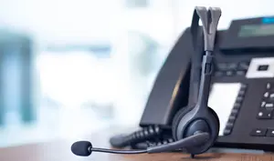 Call centre headset and office desk phone