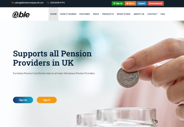 Able Internet Payroll online service supporting UK pension providers