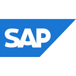 SAP company logo in blue and white