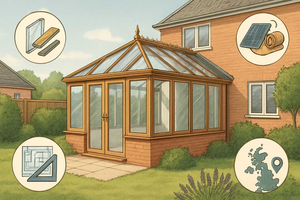 Modern conservatory interior with furniture