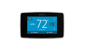 Smart digital thermostat displaying temperature settings