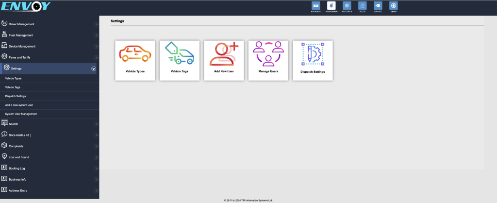Envoy software settings dashboard with management options