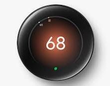 Smart thermostat displaying temperature 68 degrees
