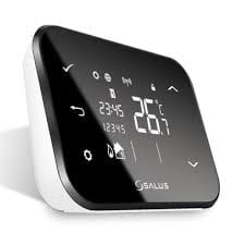 Smart digital thermostat displaying temperature settings