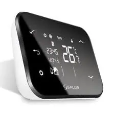 Smart digital thermostat displaying temperature settings