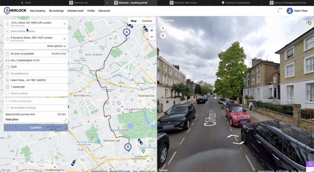 Taxi booking route from Clifton Hill to Kynance Mews