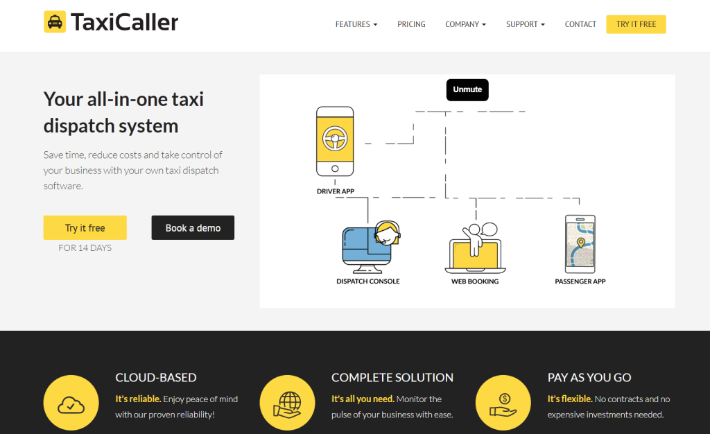 TaxiCaller all-in-one taxi dispatch system overview