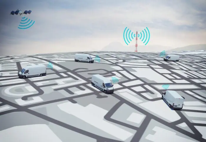 GPS vehicle tracking device on fleet dashboard