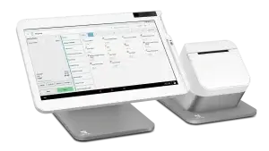 Modern touchscreen point of sale system with receipt printer