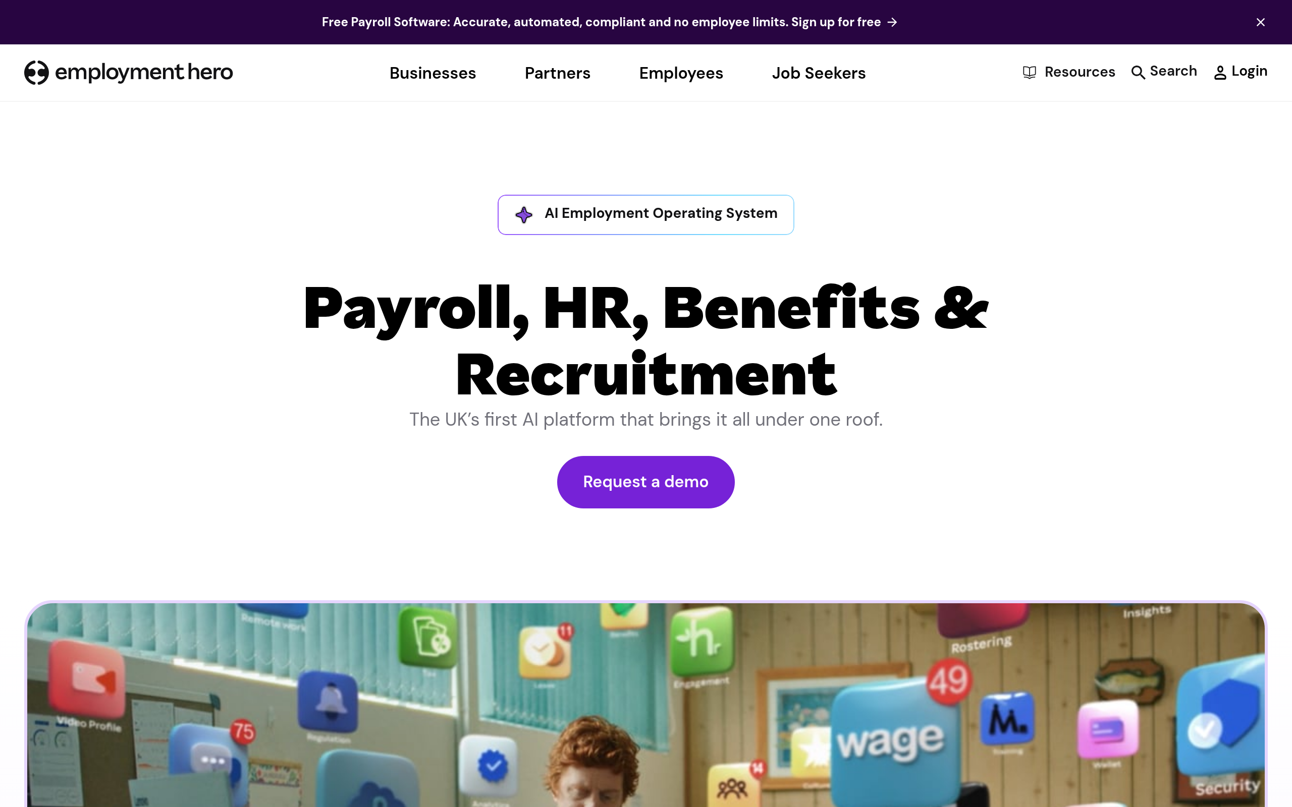 Screenshot of Employment Hero Interface