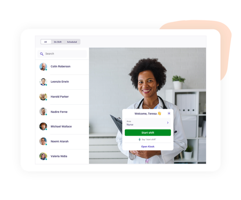 Deputy touchless facial recognition clock-in terminal for shift workers