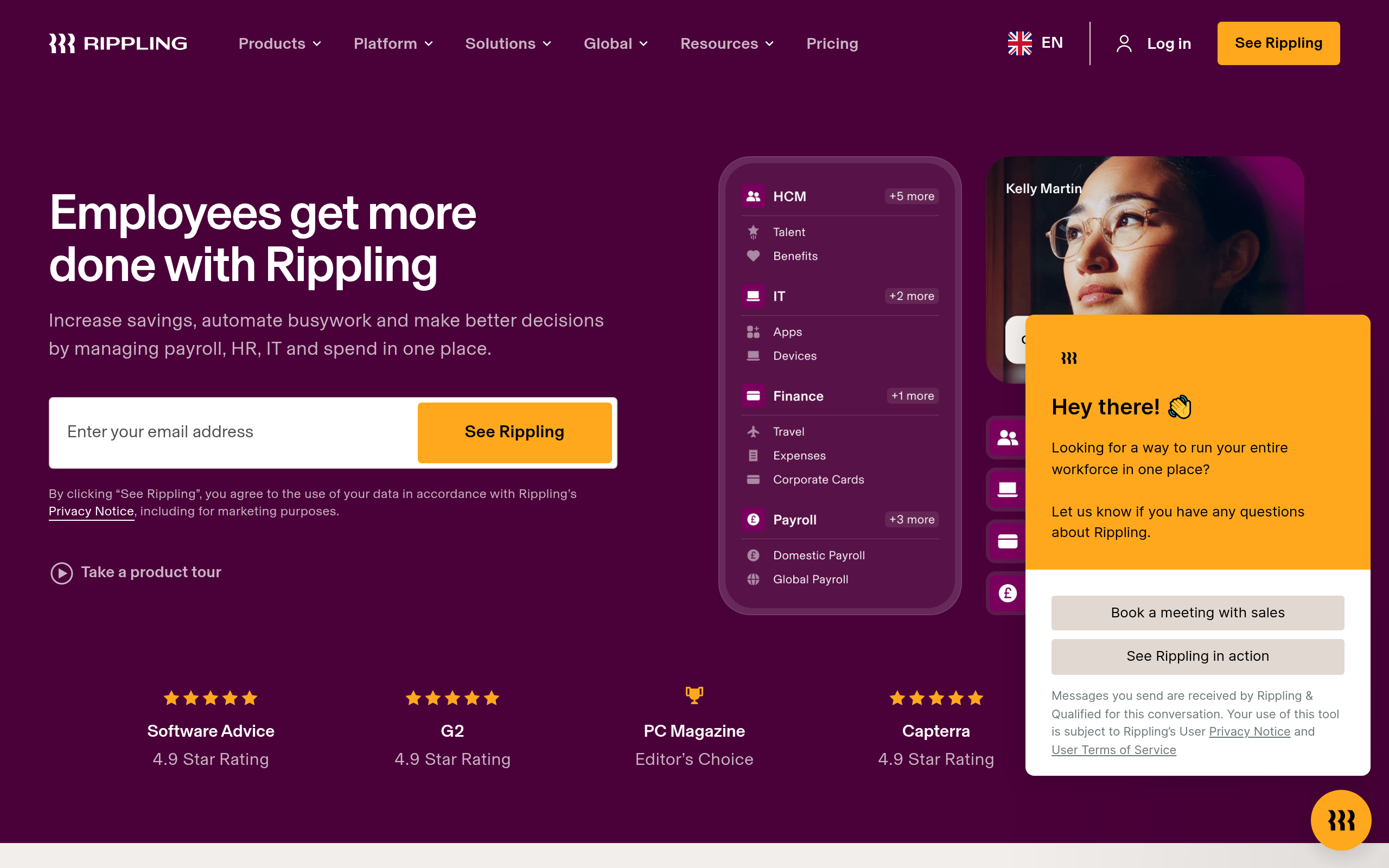 Screenshot of Rippling Interface