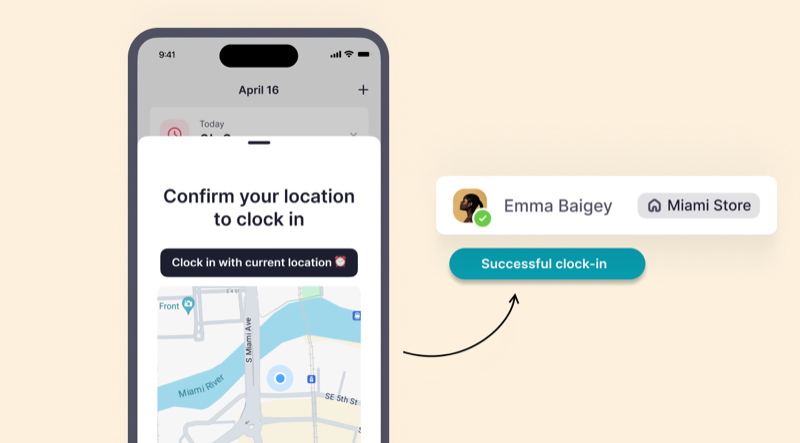 Factorial HR time tracking app with geolocation, QR code clocking, and shift scheduling