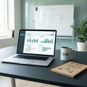 Modern HR software dashboard on laptop