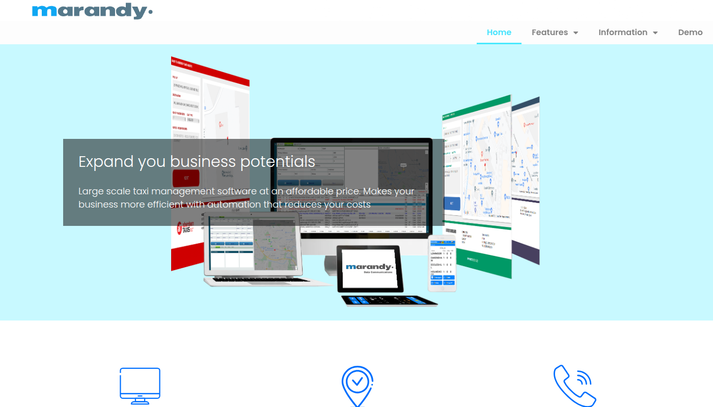 Marandy Future Taxi dispatch software showing booking management and fleet tracking