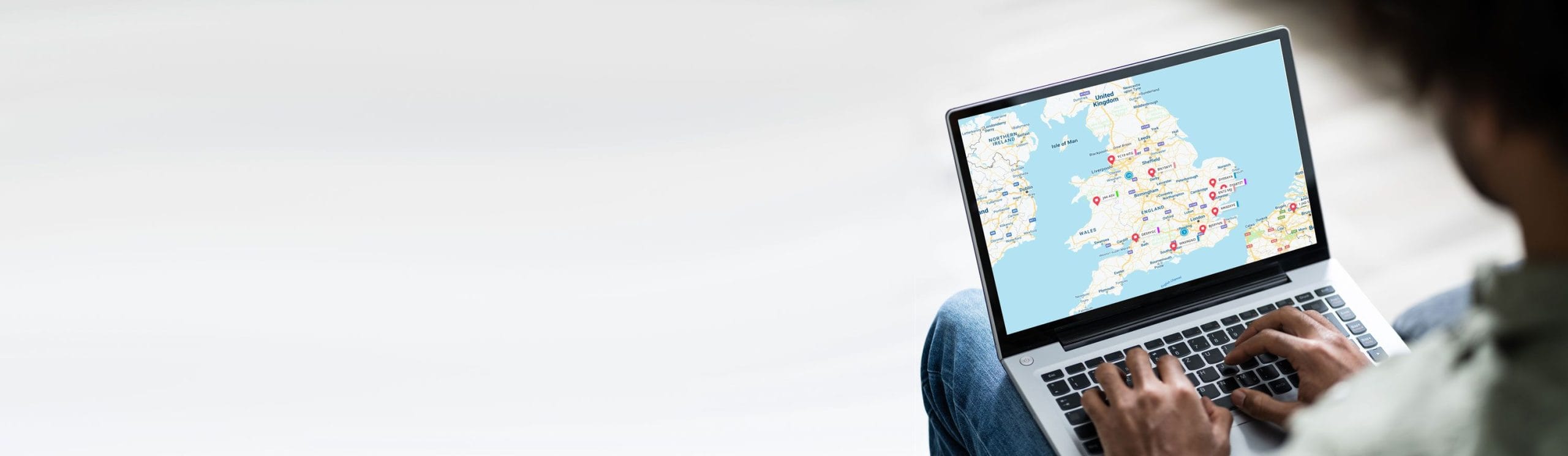 Radius Telematics Kinesis fleet tracking platform showing vehicle locations on a UK map