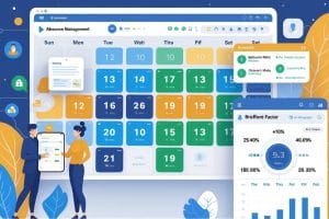Absence management software showing team calendar with colour-coded leave types and Bradford Factor scores