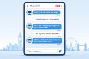 AI chatbot customer service conversation for UK business