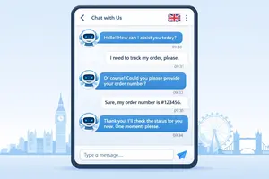 AI chatbot customer service conversation for UK business