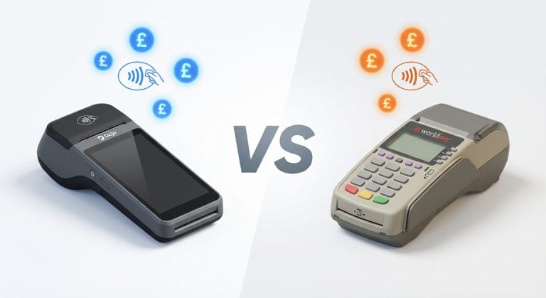 Dojo vs Worldpay card machine comparison illustration