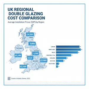 UK regional double glazing cost comparison map