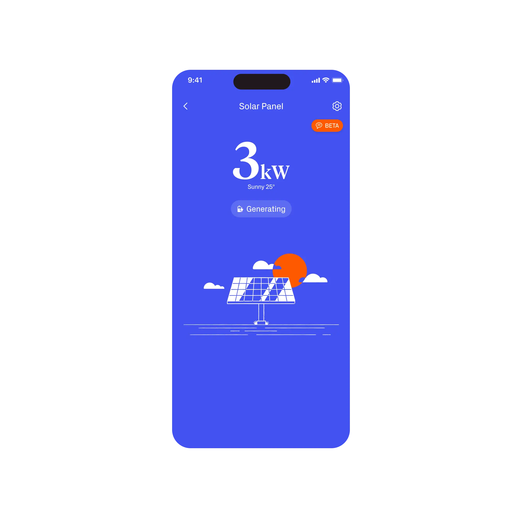 Hive solar app showing 3kW generation and real-time energy monitoring
