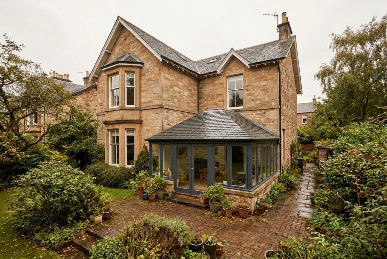 Glasgow sandstone home with tiled conservatory roof