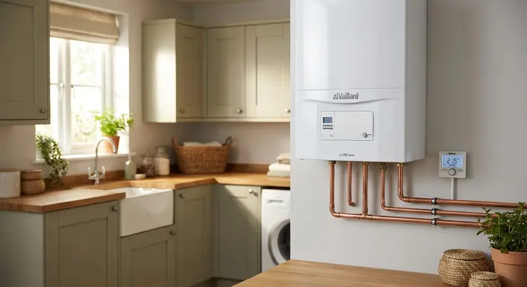 Modern UK home with wall-mounted combi boiler