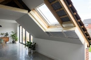 UK conservatory tiled roof showing layered insulation construction