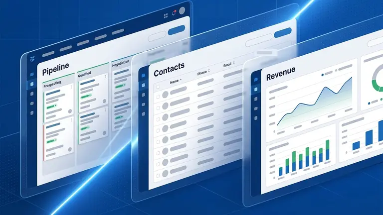 CRM software comparison - pipeline, contacts and revenue dashboards