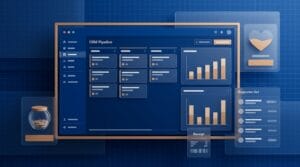Stylised charity CRM dashboard with donation jar and supporter list