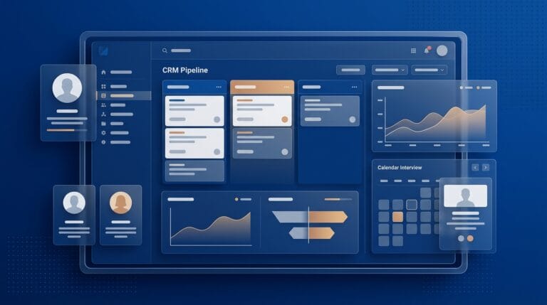 Stylised recruitment CRM with candidate cards and interview calendar