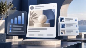 Abstract social advertising cards and a campaign budget panel
