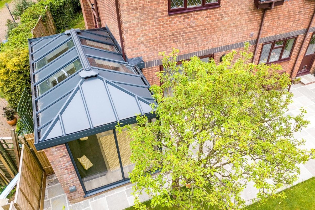 Ultraframe Livinroof hybrid conservatory roof with glass panels